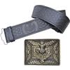 Kilt Mania Set di cintura e fibbia per kilt in pelle, cintura in rilievo con cardo scozzese con fibbie in argento antico con nodo celtico realizzato in peltro - Cinture da kilt da uomo, Ottone - Antico, XL, 44