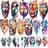 BASIFA 77 Fogli Tatuaggi Temporanei, 17 fogli tatuaggi finti a Mezzo Braccio con Fiori Leone Lupo Tigre Gattogufo Pappagallo per Adulti Spalle e Collo, 60 Fogli Piccoli Tatuaggi Temporanei per Donne Ragazze