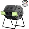 SQUEEZE master Tumbling Composter 160L con termometro - Contenitore per compost a doppia camera migliorato in PP rinforzato, senza BPA, robusto telaio in acciaio, facile da montare e design girevole per un rapido