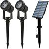 Velamp Faretti LED per Esterni 2 Pezzi con Pannello solare - Luci solari da Giardino 2x100 lumen Lampade da Giardino Impermeabili IP65 per giardino, cespuglio, Cortile, vasi, piante