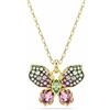 Swarovski Idyllia Collana Pendente, Gioiello con Pavé di Cristalli Multicolore, Motivo a Farfalla, Taglio Misto, Chiusura a Moschettone, Placcatura in Tonalità Oro, 42-49 cm, 1,6 x 2,1 cm