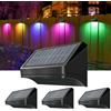 Wowlela Luci Solari da Parete per Esterno, 4 Pezzi, Illuminazione Recinzione RGB con Modalità Bianco Caldo/Freddo, Impermeabili per Giardino, Patio, Scale