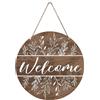 Tivleed Cartello di benvenuto da appendere alla porta d'ingresso, per decorazione della casa, design circolare in stile vintage con frase Welcome, in legno, leggero e resistente, 20 x 20 x 0,3 cm