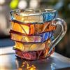 Generico Tazza Libri, 300ML Stained Glass Painted Book Coffee Mug, Novità Amanti dei Libro Caffe Tazzine con Manico Isolante, 3D Stacked Painted Book Coffee Cups, per Regali Amanti dei Libri