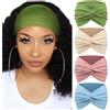 AQOKKA Confezione da 4 fasce larghe per capelli da donna, grandi, a turbante, antiscivolo, bohémien, elastiche, intrecciate, con nodo, per capelli da donna