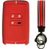 Cutefly Custodia in silicone per chiave auto, adatta per Renault Captur Megane Talisman Espace Clio Zoe Koleos Scenic 4 Arkana Dacia Sandero (rosso + portachiavi)