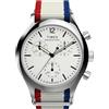 Timex Weekender New England TW2Y15800 - Orologio da uomo, 40 mm, con cronografo e cinturino in tessuto ecologico grigio con quadrante bianco