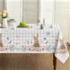 Horaldaily Tovaglia pasquale, 152 x 213 cm, motivo floreale primaverile con bufalo scozzese coniglietto, decorazione per feste, picnic, cena