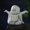 Landical Statue di Buddha in arenaria, statua zen in preghiera, sculture ornamentali per ricchezza, buona fortuna, Feng Shui, decorazione per casa, ufficio, auto (Buddha che ride)