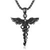 ROMANTICWORK Caduceus, collana in argento sterling 925, fenice medica, infermiera, collana asklepio, ciondolo infermieristico, idea regalo per uomo e donna