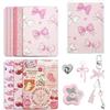 JINGSEN Simpatico set di 6 biglietti con inserti per Kindle, design a tema libro con ciondoli per Kindle e tappi antipolvere USB-C, per 11a/12a generazione, 17,3 x 12,2 cm (rosa)