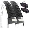ECOVELO 2 COPERTONI 16 X 1.75 (47-305) + CAMERE D'ARIA SCHRADER AMERICA PNEUMATICI BIANCO NERI PER CITY BIKE BICI BAMBINO GRAZIELLA