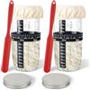 Stormshopping Confezione da 2 barattoli per pasta madre da 730 ml, kit di base in vetro con lievito naturale con fascia di alimentazione della data, termometro, copertura in tessuto e coperchio in metallo