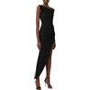 ELISABETTA FRANCHI ABITO IN JERSEY CREPE CON SPALLINA GIOIELLO - AB90661E2 - nero