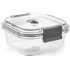 H&H Contenitore In Vetro Borosilicato 310 Ml Con Coperchio Ermetico E Valvola Sottovuoto, Quadrato 12x12 Cm, Forno E Microonde (Senza Coperchio), Lavabile In Lavastoviglie