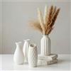 XRVRILE Set di vasi in ceramica, piccoli vasi bianchi moderni, set da 4 mini vasi decorativi da tavolo per erba della pampa, fiori secchi, soggiorno, decorazione estetica, minimalista, bianco