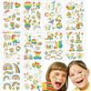 Qpout 10 tatuaggi temporanei con glitter arcobaleno, adesivi per body art, farfalla, cuore, fiore, bandiera, arcobaleno, 100 tatuaggi brillanti per ragazze e bambini