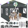 COBIZI Gazebo 3x3 Pop Up Gazebo Pieghevole Impermeabile UV50+ Tenda per Giardino/Feste/Campeggio/Festival/Birra/Picnic/Matrimonio, Grigio