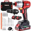 TEENO Trapano a percussione + Trapano chiave a urto,180 Nm, Trapano avvitatore a batteria TEENO Trapano a impulsi 2 batterie 1.5Ah, 1 caricabatterie, 22 accessori, confezione da 2 attrezzi