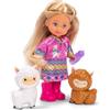 Simba Evi Love Alpacas - Bambola con alpaca, vestito carino, 2 personaggi animali con accessori, set di bambole con borraccia, giocattolo per bambini, 12 cm, dai 3 anni in su