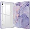 FINTIE Custodia per Samsung Galaxy Tab S10+ Plus/S9 FE+ Plus/S9+ Plus 12.4 Pollici 2023 con S Pen Holder, Leggero Trasparente Cover Posteriore con Bordo Antiurto, Auto Sveglia/Sonno, Lilla Marble