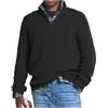 INOMAK Maglione casual uomo con cerniera in cashmere, pullover con zip a un quarto, maglioni con scollo a V da uomo slim fit manica lunga (5XL, Nero)