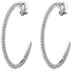 QUKE Orecchini a cerchio con clip, senza buchi, con zirconia cubica, per donne e ragazze, 5.5CM, Zirconia cubica Argento