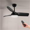 M mimotec - Ventilatore da soffitto Led Black Face 59W, telecomando, motore DC 35W+luce LED 24W, 6 velocità, silenzioso, 3 pale in legno naturale, 108 cm, funzione estate-inverno, timer