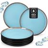 vancasso AMBER Set di 6 Piatti Piani Moderni in Gres - 26cm Piatti da Portata e per Pasta, Adatti al Forno a Microonde e Lavabili in Lavastoviglie - Smalto Blu
