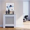 SONNI Copritermosifone 78x19x81.5cm Bianco Laccato a Doghe Romboidali | Laccato Bianco, Design Classico Moderno, MDF, Montaggio Parete, Per Radiatore Piccolo, Bagno e Soggiorno