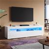 SUNXURY Mobile TV bianco lucido, 160 cm, con illuminazione a LED, 160 x 40 x 45 cm (larghezza x profondità x altezza), per soggiorno, moderno, mobile in legno