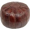 ESSENCE OF MOROCCO Pouf Marocchino Pouf Poggiapiedi Ottomano in Vero Cuoio Color Marrone Fatto e Cucito a Mano (SOLA LA COPERTURA)