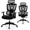 COSTWAY Sedia da Ufficio Ergonomica, Sedia da Scrivania Regolabile e Inclinabile, Sedia Girevole in Rete Traspirante, con Poggiatesta e Braccioli Regolabili, 72 x 72 x 117-126,5 cm