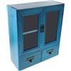 GANAZONO Mobiletto Da Parete in Legno Blu Vintage Con Doppi Ante Armadietto Salvaspazio Per Bagno E Camera Mobiletto Portaoggetti Multifunzionale