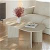 [en.casa] Tavolino da Salotto con Piano Ovale Tavolo Basso Centrale da Caffè per Soggiorno Zona Living Studio Sala d'Attesa 119 x 60 x 40 cm - Color Avorio Travertino