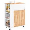SoBuy Carrello da Cucina con Ruote, Isola da Cucina con Piano di Lavoro in Legno di Gomma, Mobile Cucina Salvaspazio, Carrello Cucina con Cassetti 70x40x90 cm Bianco FKW132-WN