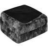 PiccoCasa - Coperta in morbida pelliccia sintetica, doppia dimensione, reversibile, con tintura a pelo lungo, per divano, divano e letto, coperta in pile morbido, 150 x 200 cm, colore: Nero
