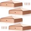 Tandefio 4 tappi per pali in rame massiccio da 10,2 x 10,2 cm, con vite, per metallo, legno, cedro, recinzione, ponte, corridoi, cassette postali, copertura terminale