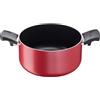 Lagostina Cucina Mediterranea Casseruola Fonda 2 Maniglie Antiaderente in Alluminio Ø 24 cm, Per Induzione, con Indicatore Cottura Thermo-Signal, Rosso