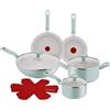 Lagostina Salvia, Set di Padelle e Pentole Antiaderenti 12 Pezzi in Alluminio, Rivestimento Mineralia, Indicatore di Calore Thermo-Signal, Manico Rivettato, Compatibili con Induzione