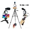 Carrotech Kit di vlogging per iPhone, kit di vlogging per telefono Android, YouTube Starter Kit con due treppiedi luce microfono telecomando e adattatore jack