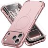 ORETECH Magnetica Cover per iPhone 17 Pro 6,3"con [2 x Vetro Temperato],[Compatibile con MagSafe][Protezione Fotocamera Integrata] Custodia Ultra Sottile Silicone Anti-Graffio TPU Antiurto-Rosa