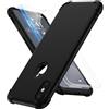 ORETECH Compatibile con Cover iPhone X, Custodia iPhone XS, con [2 x Pellicola Protettiva Vetro Temperato] 360 Ultra Sottile Hard PC TPU Silicone Cover per iPhone 10-5.8" Nero