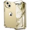 ORETECH Cover Compatibile con iPhone 15, Custodia iPhone 15 con [2 x Pellicola Protettiva Vetro Temperato] 360 Protezione Completa Ultra Sottile Hard PC TPU Silicone Antiurto Cover-Oro