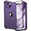ORETECH Cover Compatibile con iPhone 15, Custodia iPhone 15 con [2 x Pellicola Protettiva Vetro Temperato] 360 Protezione Completa Ultra Sottile Hard PC TPU Silicone Antiurto Cover-Viola Scuro