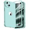 ORETECH Compatibile con Cover iPhone 14 Plus,Custodia iPhone 14 Plus con 2 x Pellicola Protettiva Vetro Temperato Ultra Sottile Antiurto Hard PC Silicone Anti Graffio Cover - Menta Verde