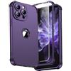 ORETECH Cover iPhone 14 Pro,Custodia iPhone 14 Pro con [ 2 x Pellicola Vetro Temperato] 2 in 1 Ultra Sottile Antiurto Hard PC Silicone Anti Graffio Cover - Viola Scuro