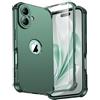 ORETECH Cover per iPhone 16 6,1", Custodia iPhone 16 con [2 x Pellicole Vetro Temperato][Protezione Completa Della Fotocamera] Custodia Ultra Sottile Silicone Anti-Graffio TPU Antiurto-Verde Alpino