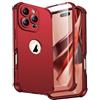 ORETECH Cover per iPhone16 Pro Max,Custodia iPhone 16 Pro Max con [2 x Pellicole Vetro Temperato][Protezione Completa Della Fotocamera] Custodia Ultra Sottile Silicone Anti-Graffio TPU Antiurto-Rosso