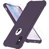 ORETECH Compatibile con Cover iPhone X, Custodia iPhone XS con [2 x Pellicola Protettiva Vetro Temperato] 360 Ultra Sottile Hard PC TPU Silicone Cover Custodia per iPhone 10 Cover-5.8" Viola Scuro